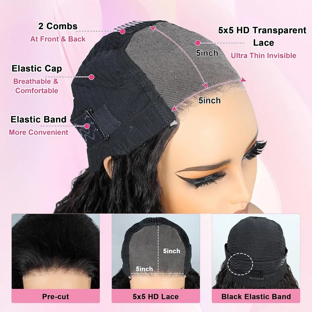 Chocolate Brown Deep Wave 5x5 Glueless Human Hair Wig | Ready to Wear | WowPopMall Hair