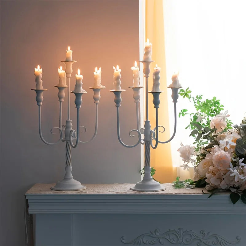 5-Arm Metal Candelabra Candle Holder – 19.6" Tall Decorative Candle Stand for Weddings, Events & Holidays