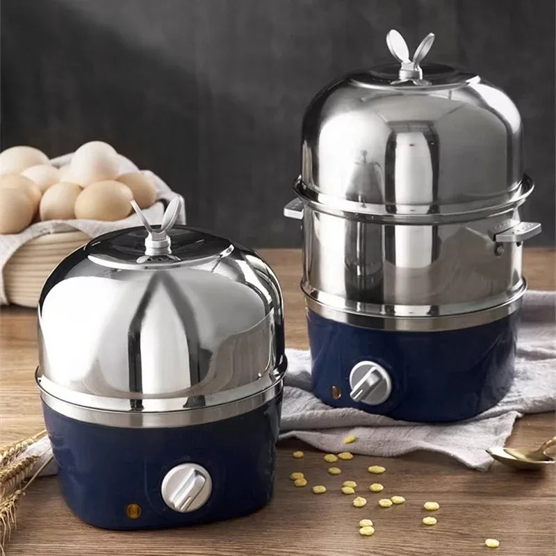 Electric Double-Layer Egg Cooker – Stainless Steel Egg Boiler Steamer