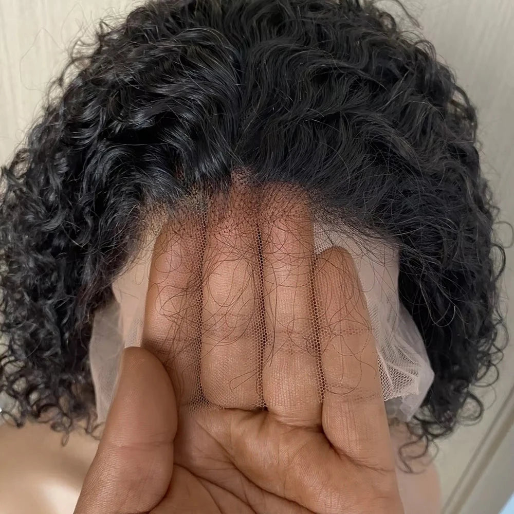 Glueless 13x4 HD Lace Curly Bob Wig 100% Human Hair Pre-Plucked Natural Hairline Short Curly Wig