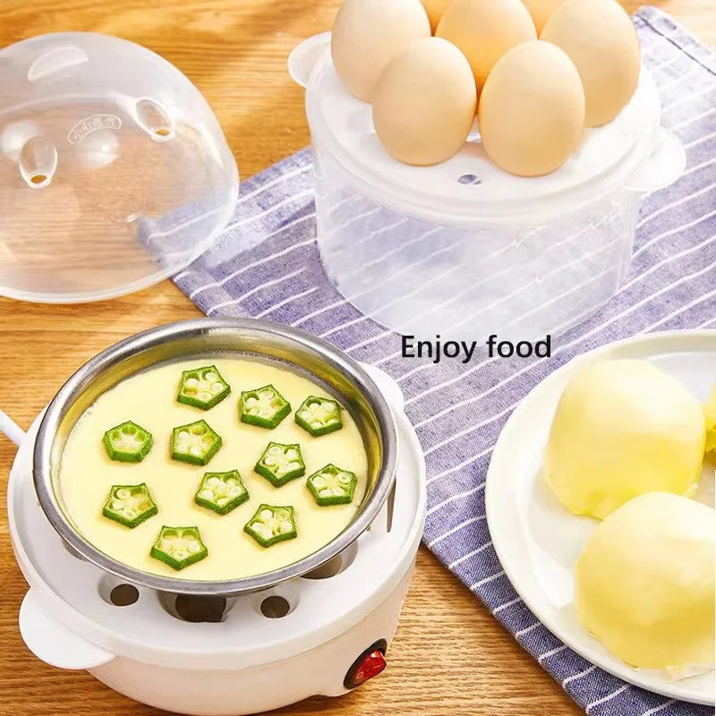 Multifunctional Electric Egg Cooker & Double-Layer Steamer | Mini Breakfast Maker