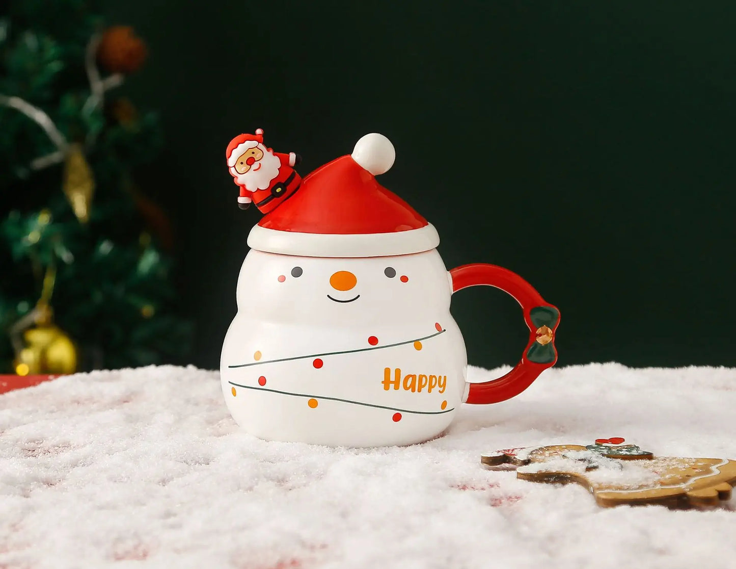 Christmas Ceramic Mug – Nordic Style Santa & Snowman Cup Gift for Holiday Season
