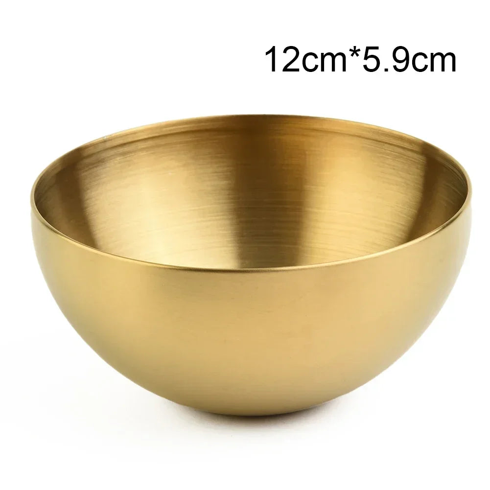 Gold & Silver Stainless Steel Bowl – Fruit, Salad & Ramen Tableware