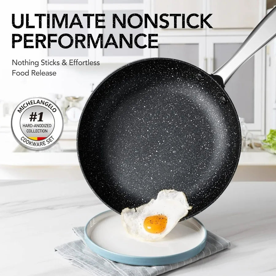Hard Anodized 10-Piece Cookware Set – Nonstick Granite Pots & Pans with Steamer