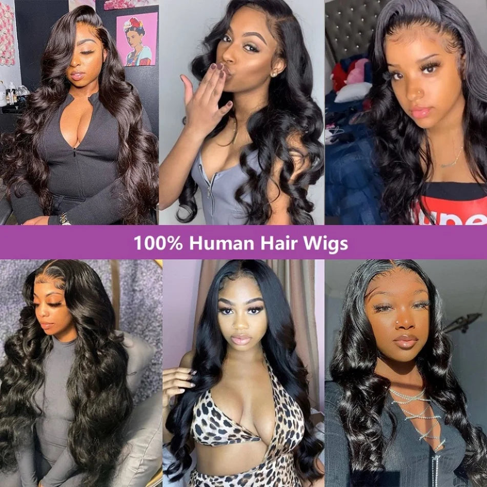 HD Transparent 13x4 · 13x6 Body Wave Lace Front Human Hair Wig – 30/36 Inch Pre-Plucked Brazilian Wig