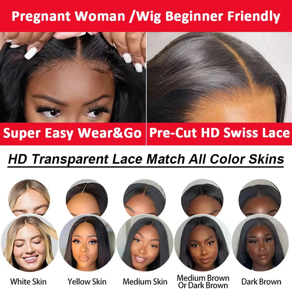 Bone Straight HD Lace Frontal Human Hair Wig 13x6 / 13x4 (30–40 Inch)