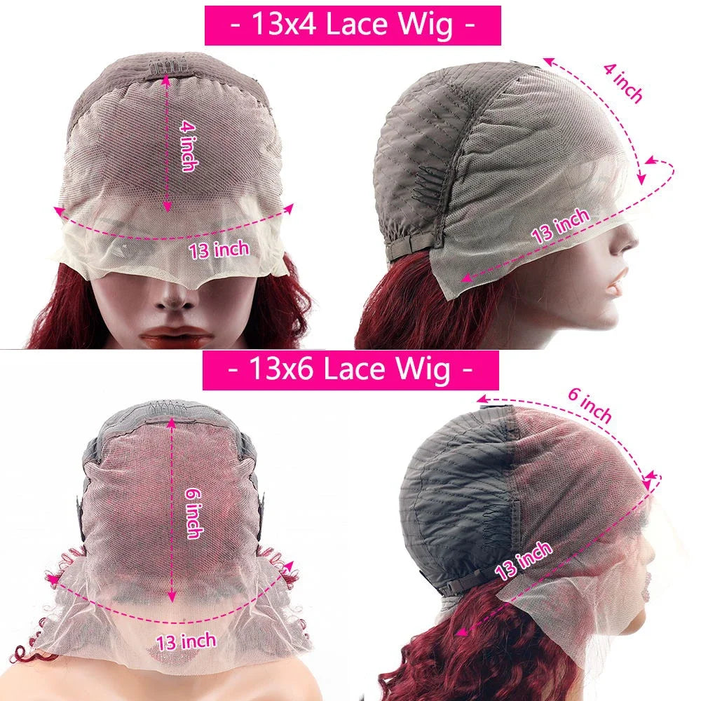 99J Burgundy Straight Lace Front Human Hair Wig – 13x4 / 13x6 HD Transparent, Glueless
