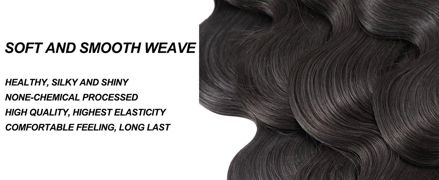 12A Brazilian Body Wave Raw Human Hair Bundles (30–40 Inch) – Wet & Wavy Remy Weave Extensions