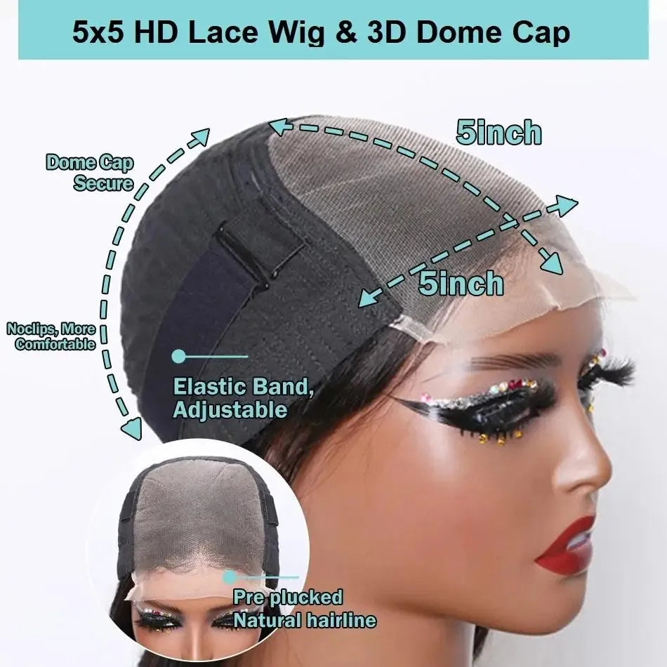 427 Highlight Deep Wave Bob Wig (250% Density) | Glueless 5x5 HD Lace Closure | Brazilian Human Hair