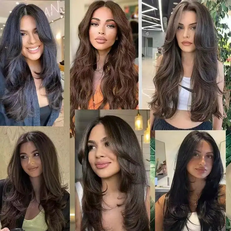V-Shape Layered Clip-In Hair Extensions | Synthetic Straight | 22-24 Inch | 4 Clips | 180g