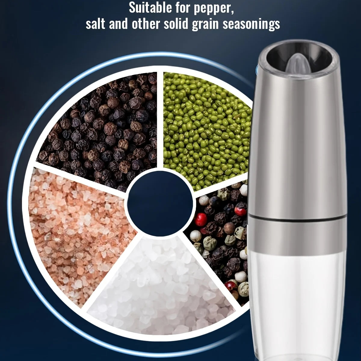 2-Piece Automatic Electric Seasoning Grinder Set – Adjustable Coarseness, Battery Powered