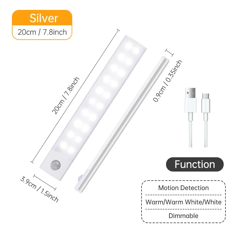 Wireless Motion Sensor LED Light – USB Rechargeable Night Lamp for Closet, Cabinet & Kitchen