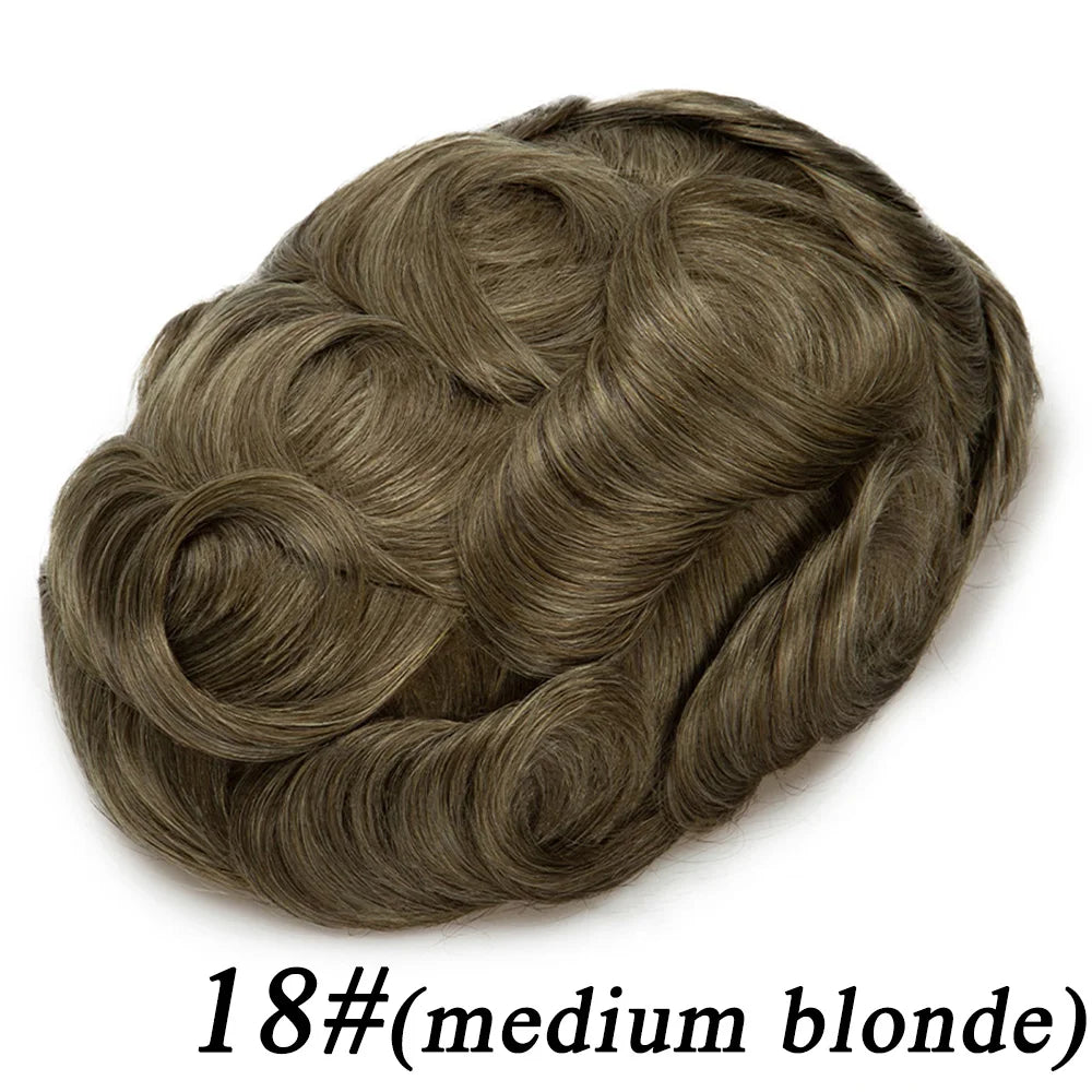 Men's Human Hair Toupee – Hollywood Skin & Lace Base, 6x8 / 7x9 / 8x10