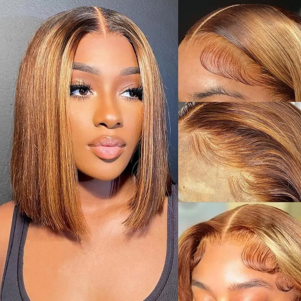 Bone Straight Bob 13x4 Lace Frontal Human Hair Wig – Chocolate Brown #4 Short Bob