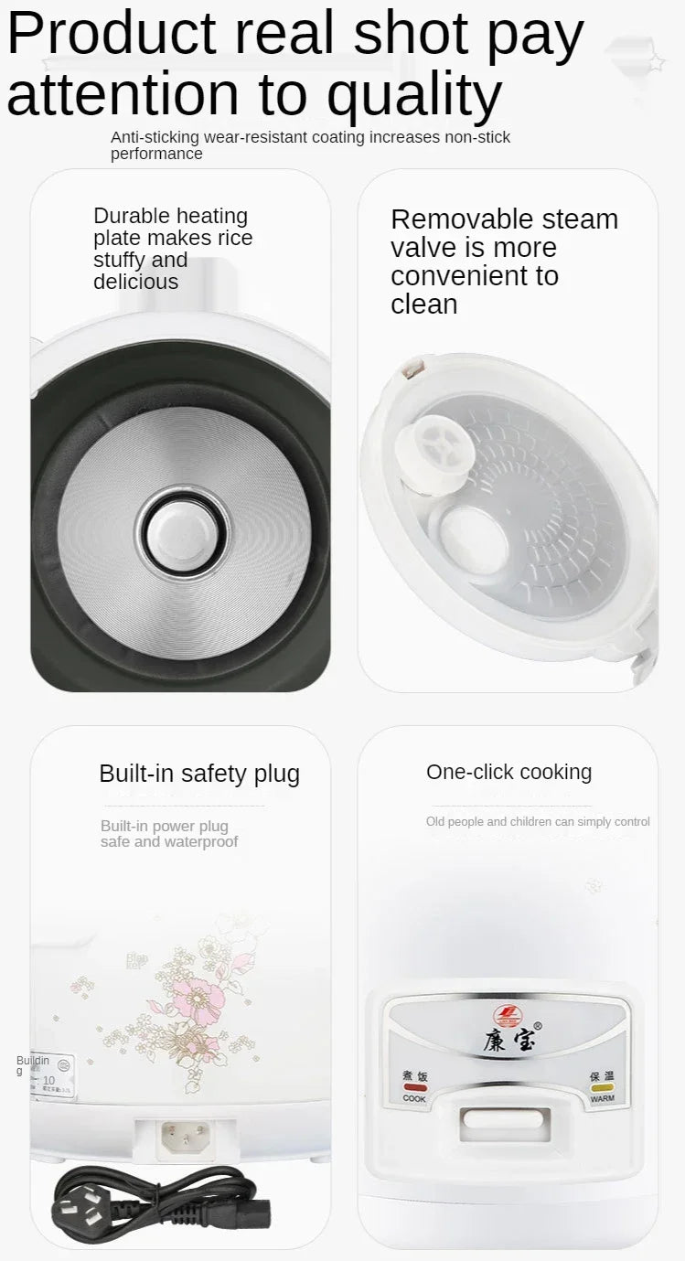 2L Electric Rice Cooker – Multifunctional Non-Stick Cooker for Rice, Soup, Cake & Stew