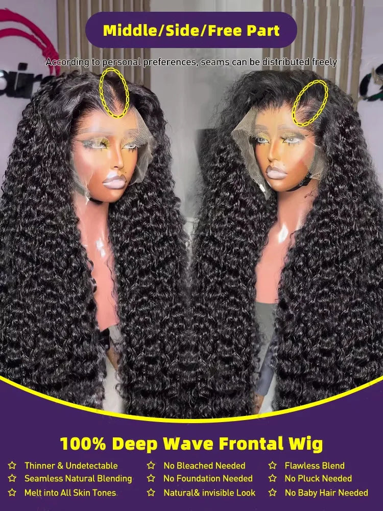 30–40 Inch Loose Deep Wave Glueless Human Hair Wig (HD Transparent 13x4/13x6 Lace Frontal, 5x5 Closure)