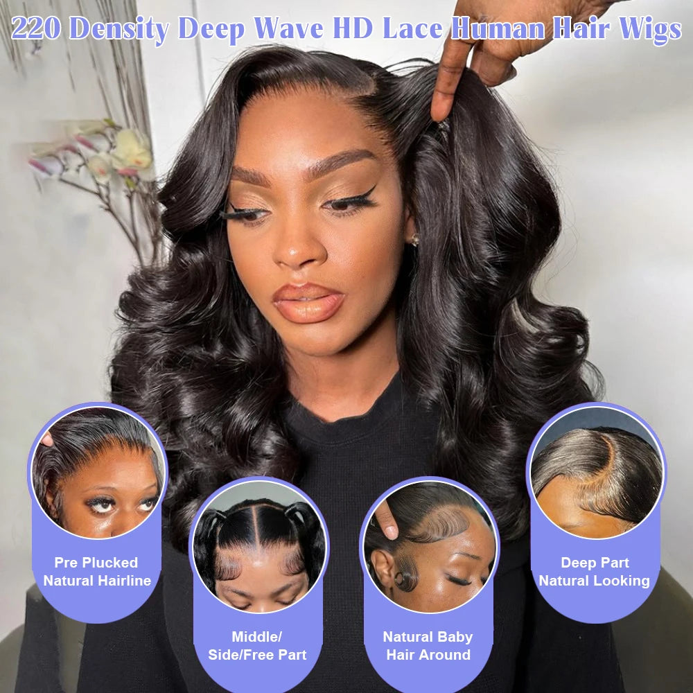 Black Body Wave Bob 13x4 Lace Front Wig (4x4 Closure Option) – 100% Human Hair, Pre-Plucked, Transparent Lace