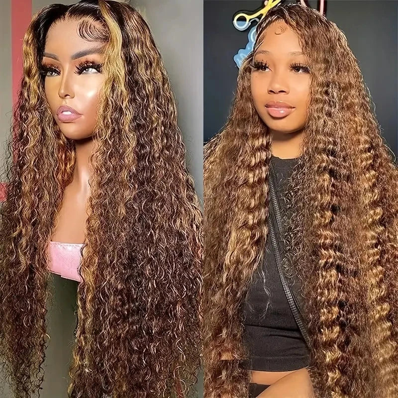 30" Water Wave 4/27 Highlight Ombre 13x6 HD Lace Front Wig (250% Density)