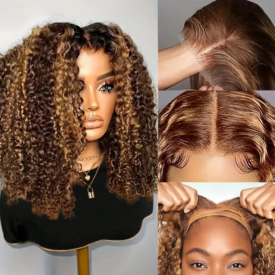 Deep Wave Bob Wig – 5x5 HD Lace Front, Glueless, 4/27 Ombre Highlight, 220% Density Human Hair