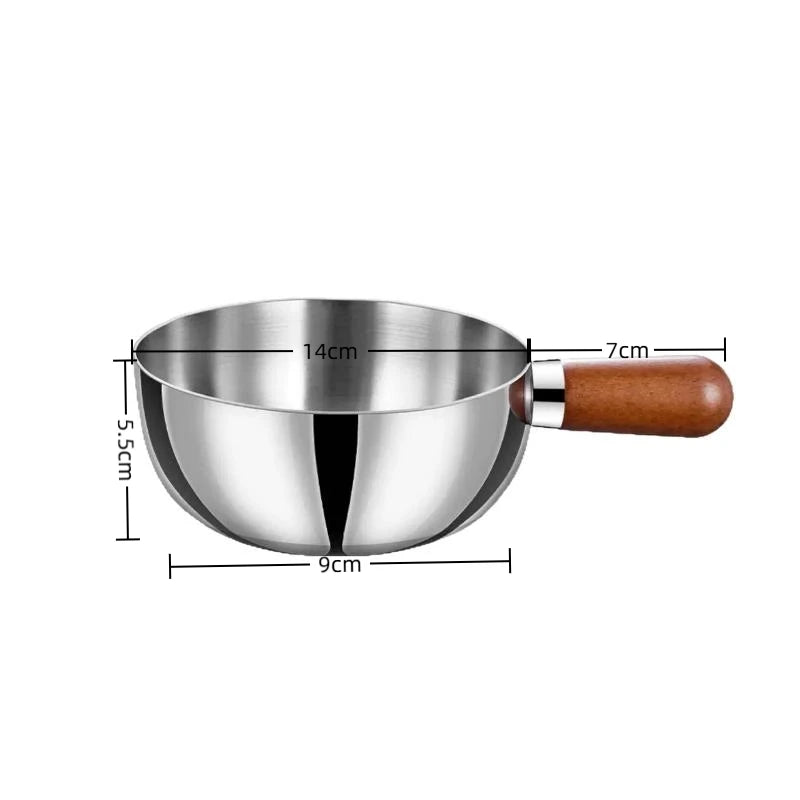 Stainless Steel Bowl with Walnut Wood Handle – 14cm Fruit & Salad Serving Bowl