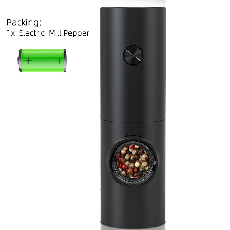 Electric Automatic Salt & Pepper Grinder Set with Base – Battery Powered, LED Light & Adjustable Coarseness