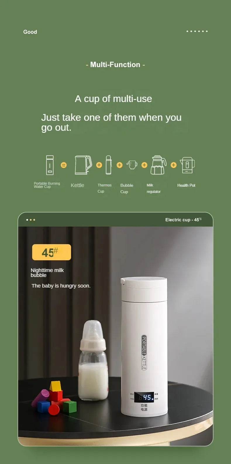500ML Electric Kettle – Portable Tea & Coffee Travel Bottle with LED Display