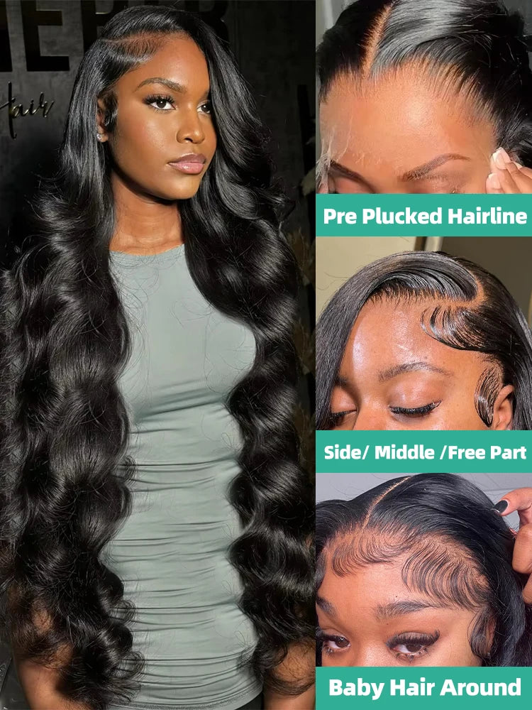 13x6 HD Lace Front Body Wave Human Hair Wig – Glueless, 200% Density, 36" (Burmese Hair)