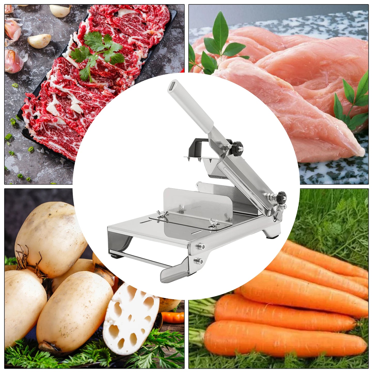 Manual Frozen Meat Slicer,Stainless Steel Meat Cutter,Meat Chopper Slicer Suitable for Meat,Vegetables,Frozen Meat