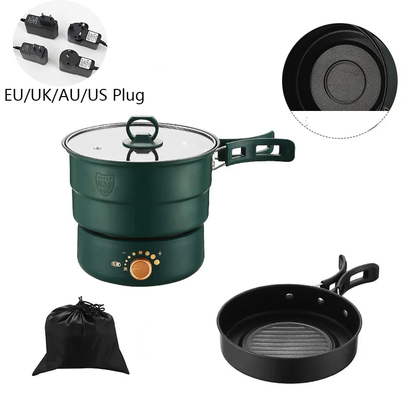 Folding Electric Hot Pot – Portable Travel Cooker with Steamer, Compact Dorm Pot
