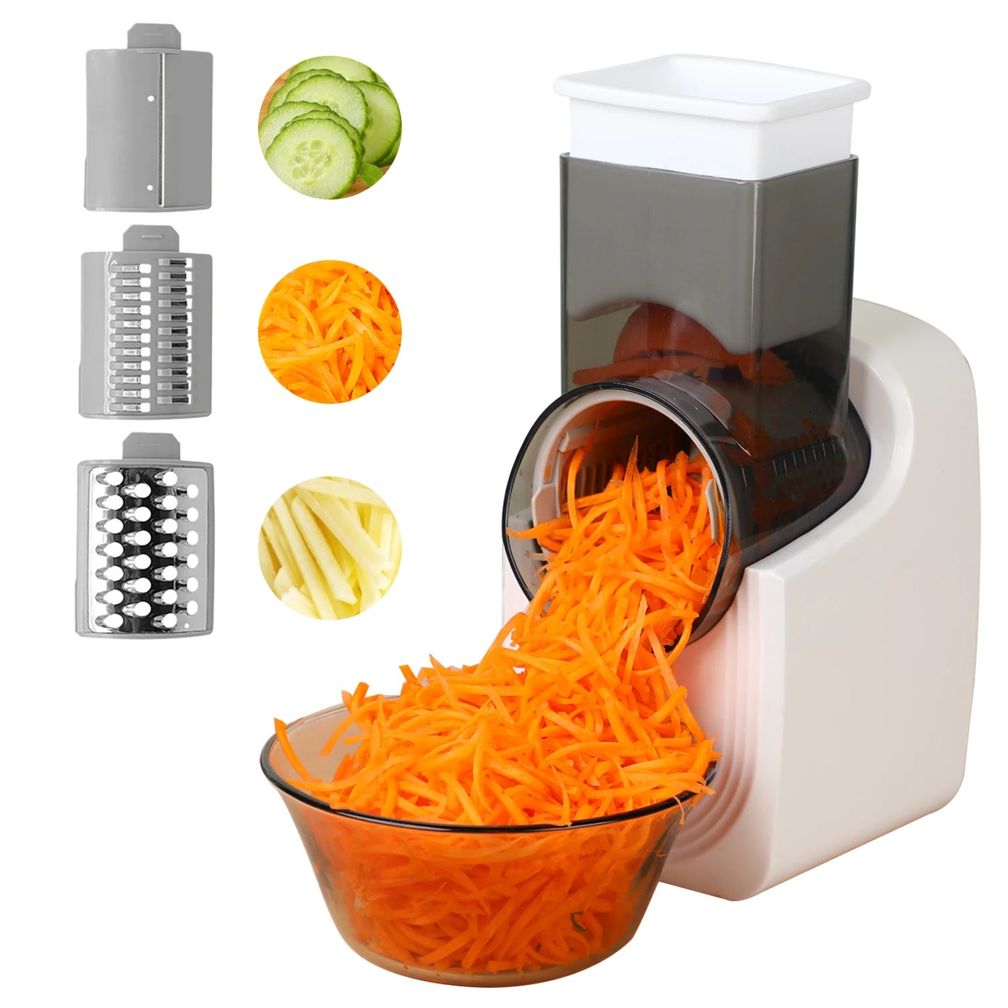 Electric Cheese & Vegetable Grater – 5-in-1 Slicer, Shredder & Food Processor for Salad & Fruits