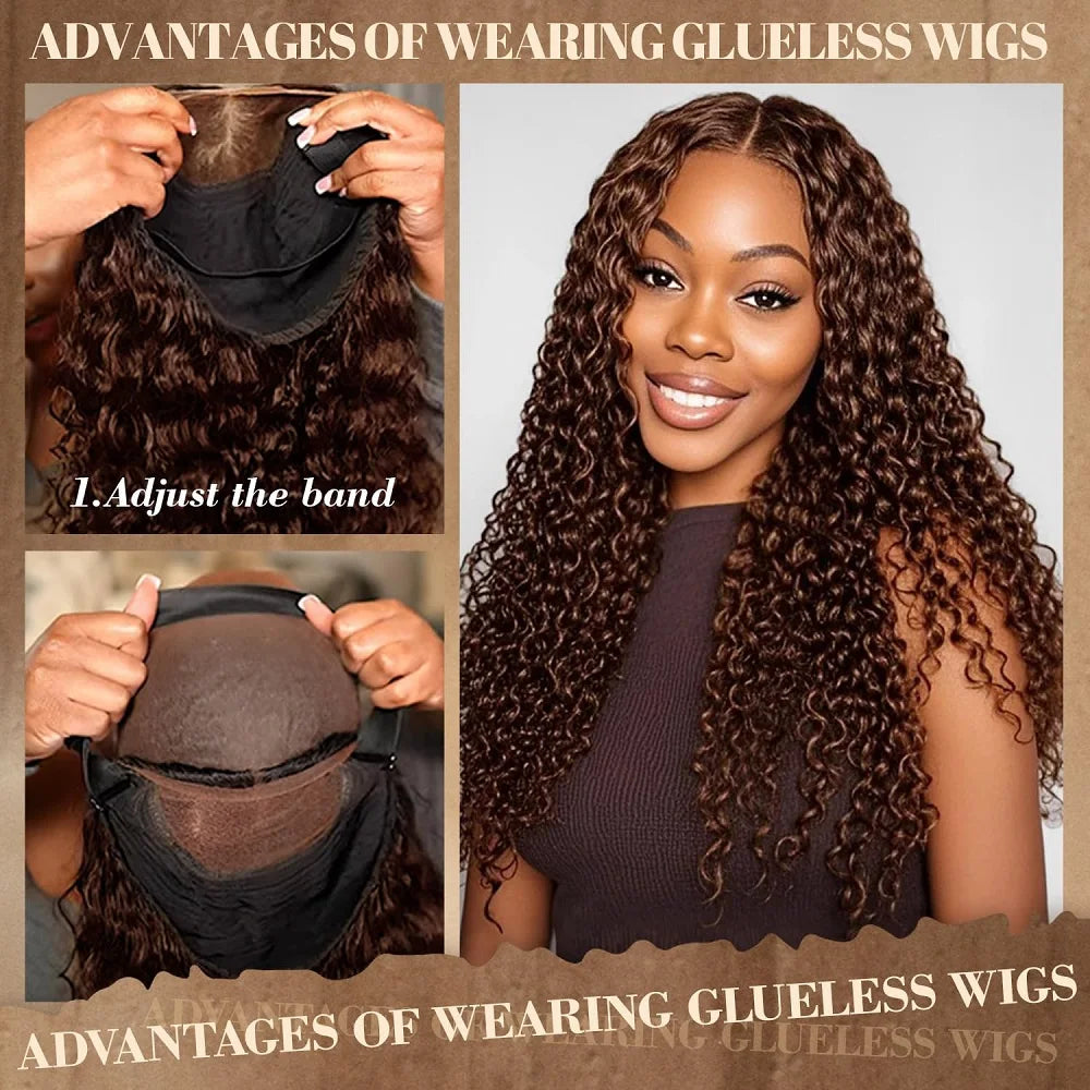 Chocolate Brown Deep Wave 5x5 Glueless Human Hair Wig | Ready to Wear | WowPopMall Hair