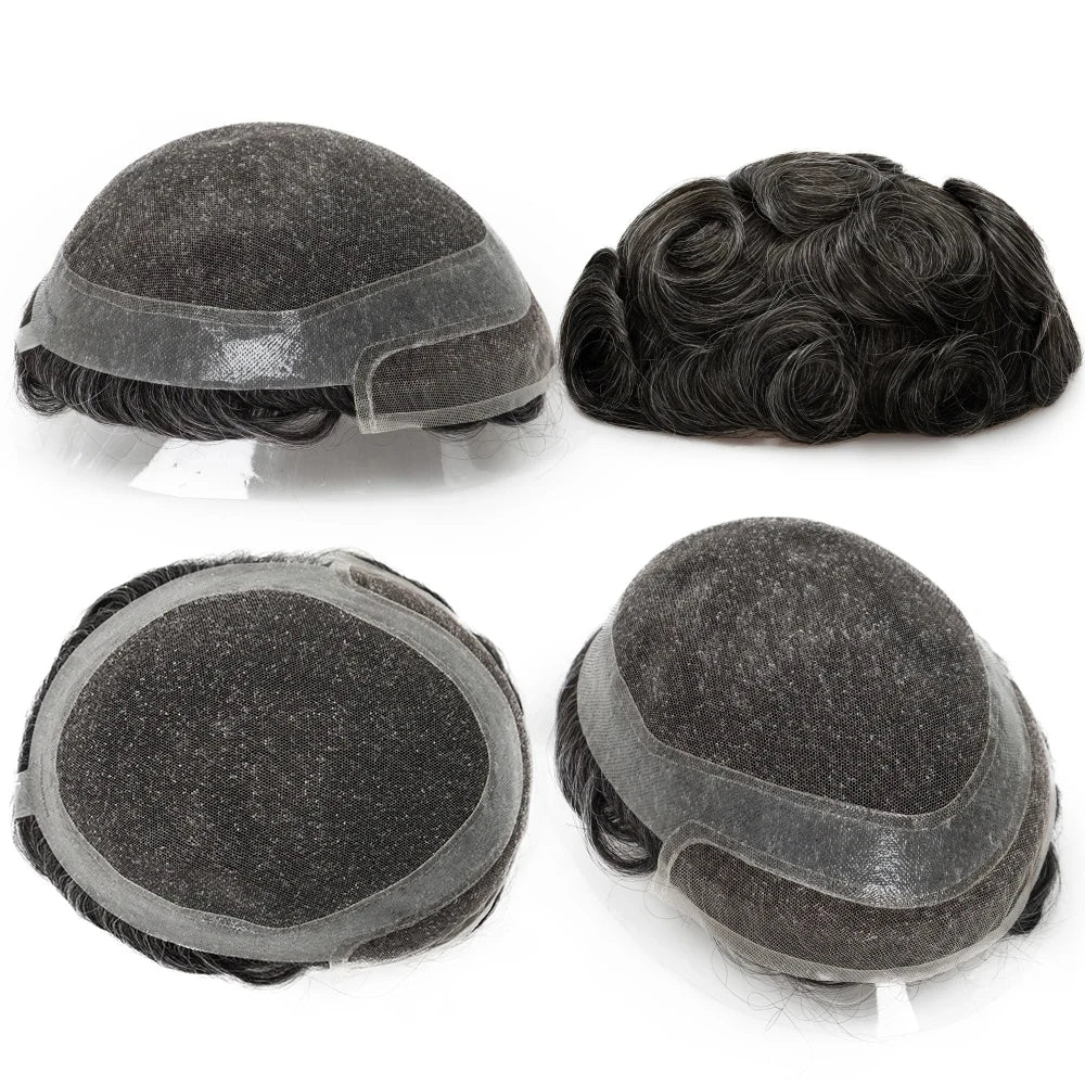 Men's Human Hair Toupee – Hollywood Skin & Lace Base, 6x8 / 7x9 / 8x10