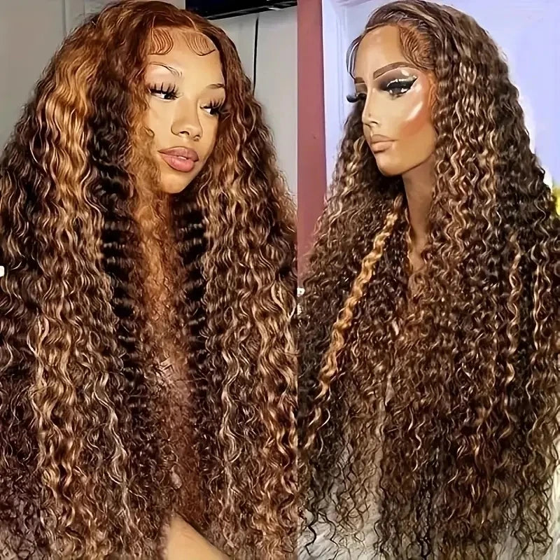 30" Water Wave 4/27 Highlight Ombre 13x6 HD Lace Front Wig (250% Density)