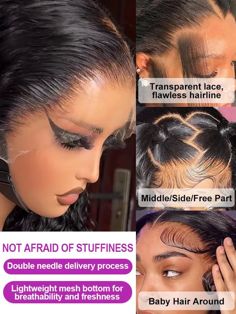HD 13x6 Loose Natural Wave Lace Front Human Hair Wig – 250% Density, 30–40 Inch, Transparent Full/Frontal Lace