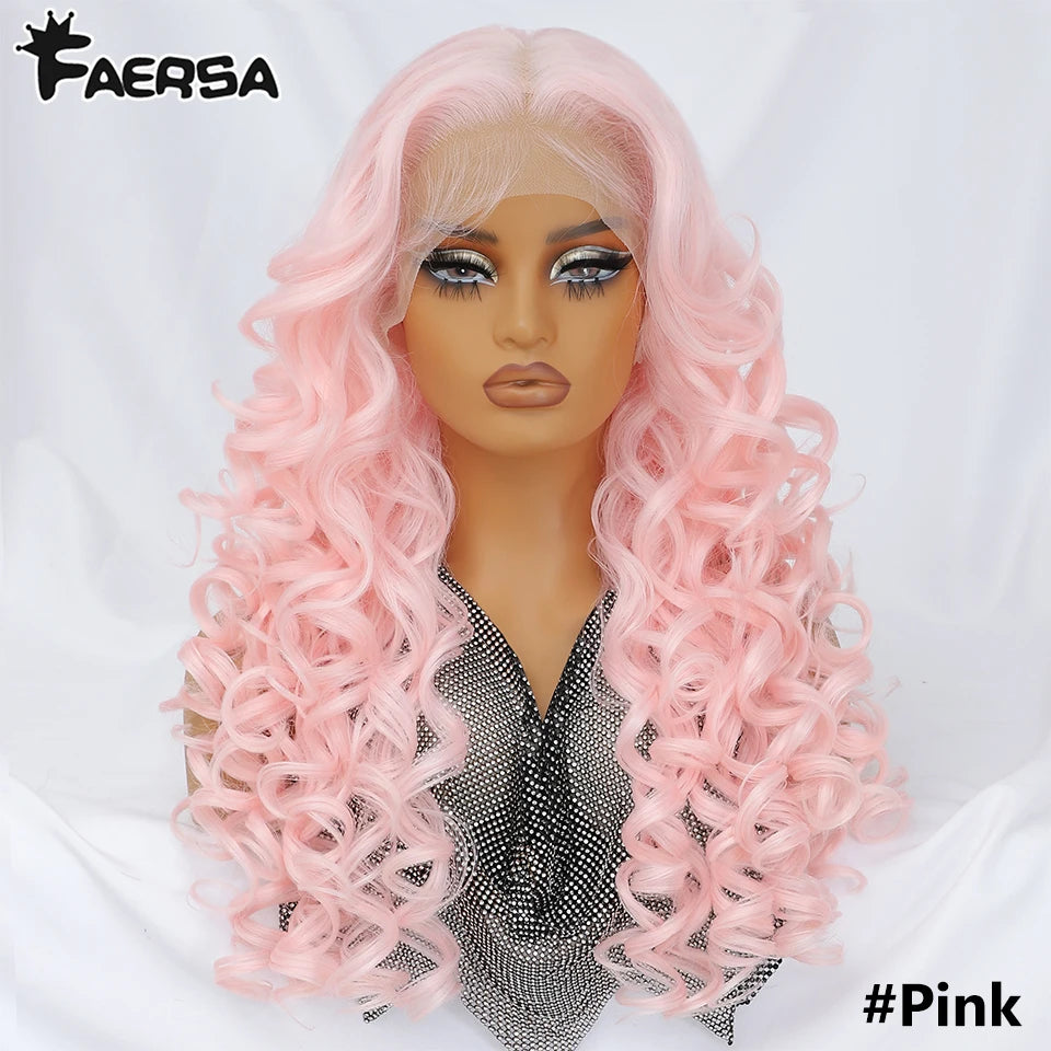 Latisha 13x6 Lace Front Wig – Curly Highlight Synthetic Wig with Baby Hair, 24 Inch Heat-Resistant Fiber