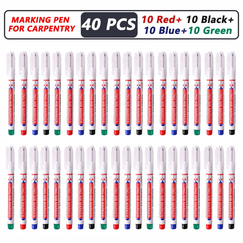 Professional Deep Hole Long Nib Marker Pen for Wood, Metal & Tile — Waterproof Carpenter Tool (20mm Nib)