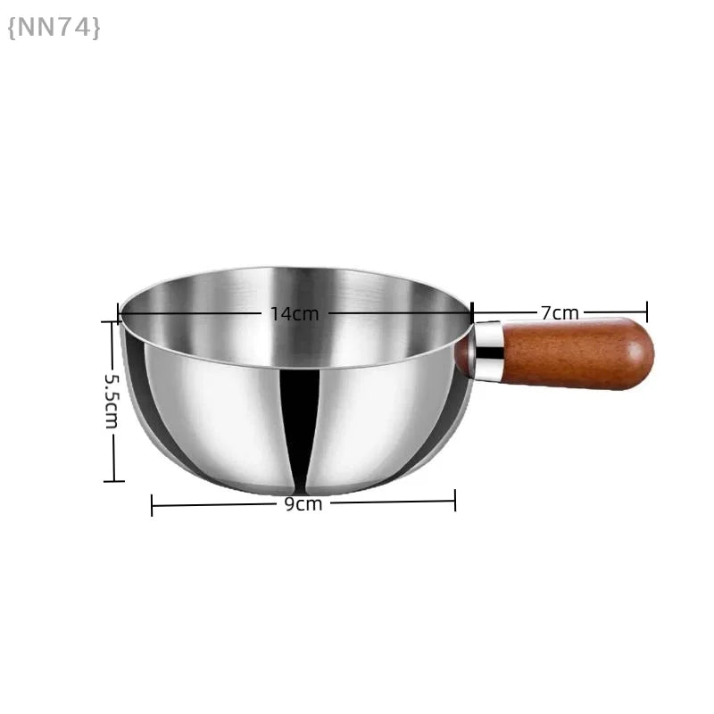 Stainless Steel Bowl with Walnut Wood Handle – 14cm Fruit & Salad Serving Bowl