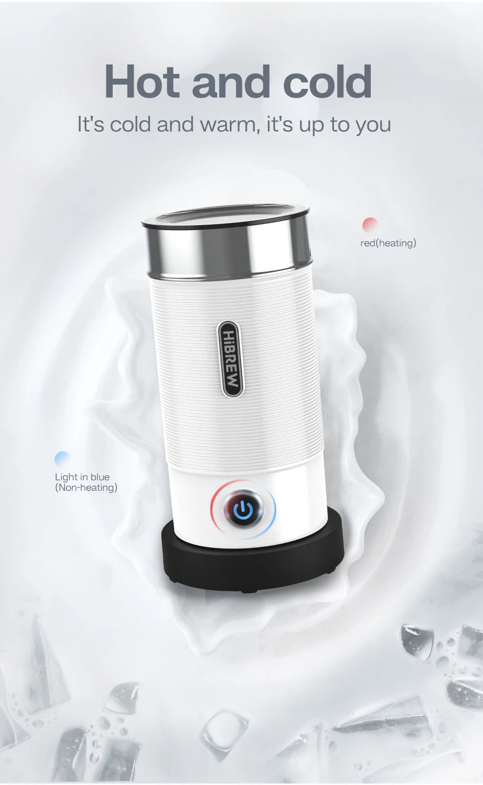 HiBREW M1A Milk Frother – Hot & Cold Electric Foam Maker for Latte, Cappuccino & Chocolate