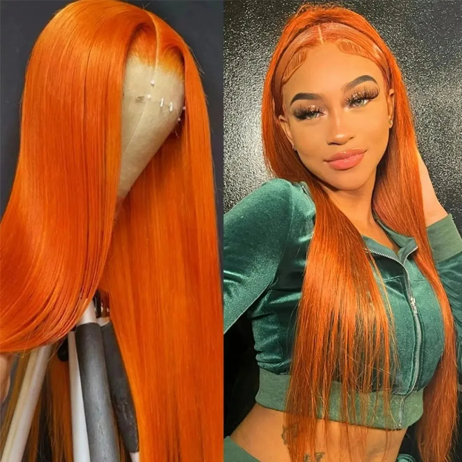 Afybea Ginger 350 Straight HD Lace Front Wig (13x6/13x4) – 36 Inch, 220% Density, Pre-Plucked Brazilian Remy Human Hair