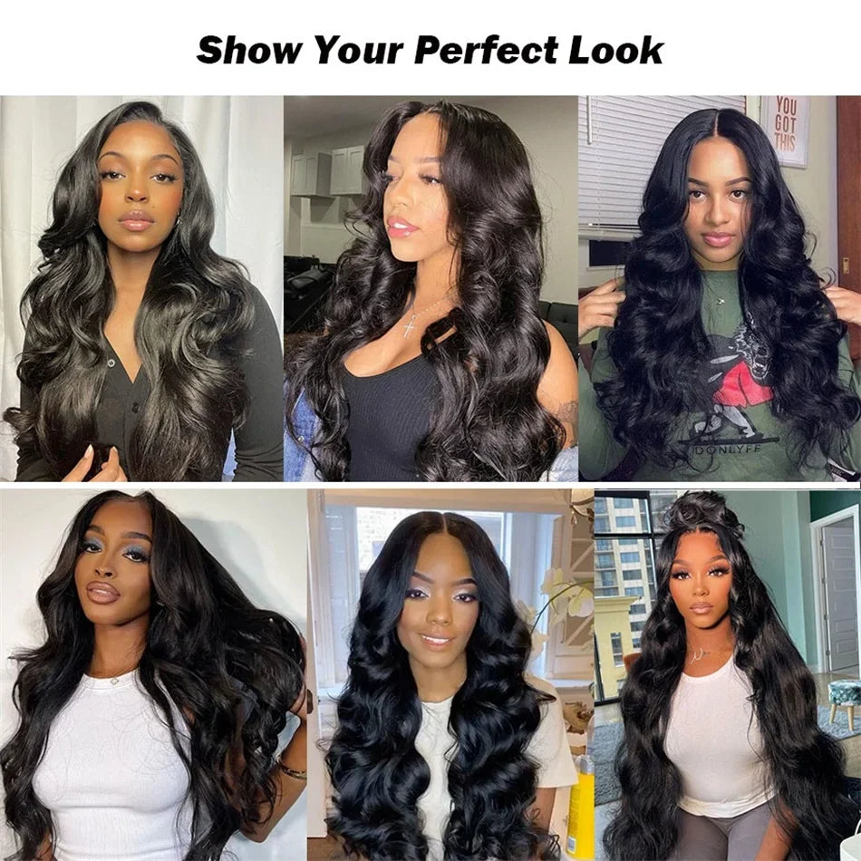 HD Transparent 13x4 · 13x6 Body Wave Lace Front Human Hair Wig – 30/36 Inch Pre-Plucked Brazilian Wig