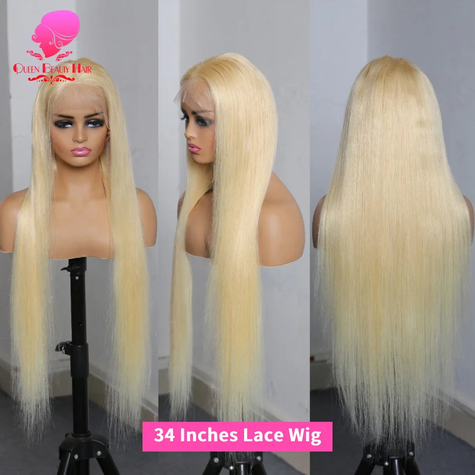 38 Inch 613 Blonde Straight 360 Lace Frontal Wig – 250% Density Human Hair