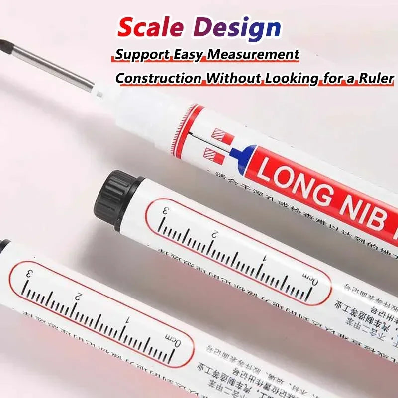 Professional Deep Hole Long Nib Marker Pen for Wood, Metal & Tile — Waterproof Carpenter Tool (20mm Nib)