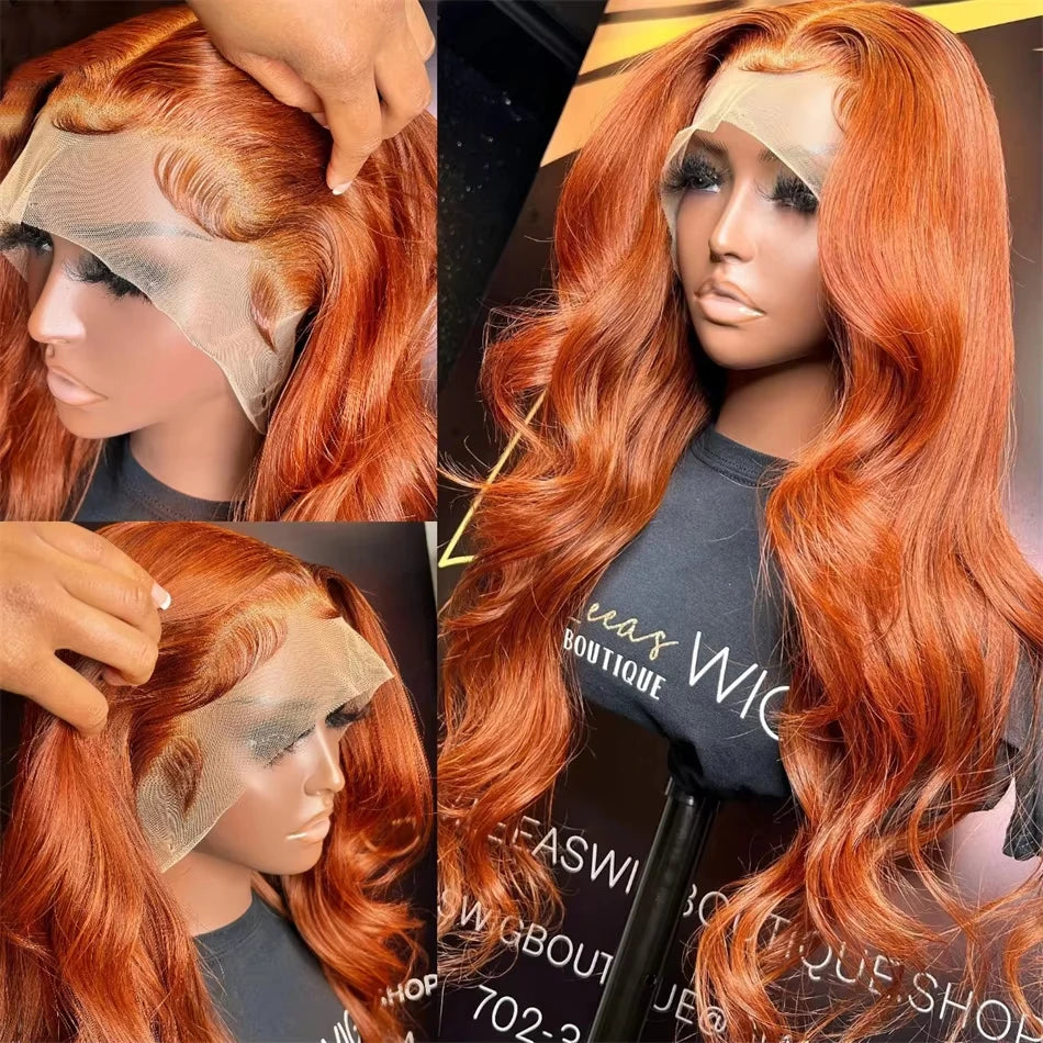Orange Ginger 13x4 13x6 Body Wave Lace Front Wig 30 Inch Brazilian Human Hair