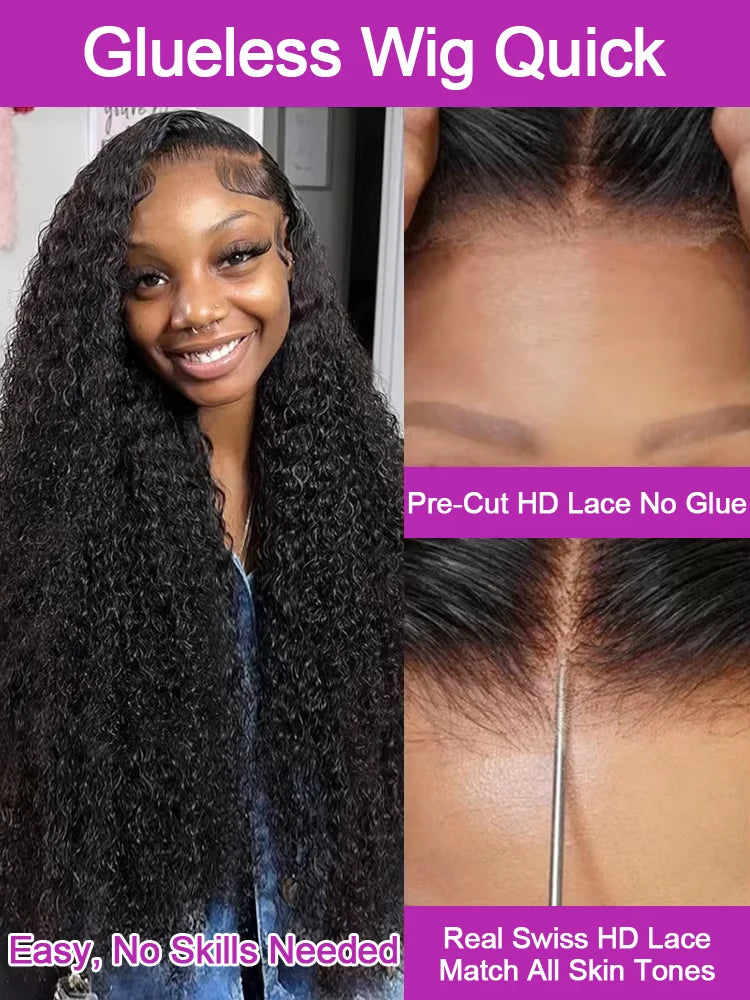 40 & 46 Inch Water Wave Deep Wave Lace Front Wig – 13x6 HD Lace, 7x5 Glueless, 300% Density