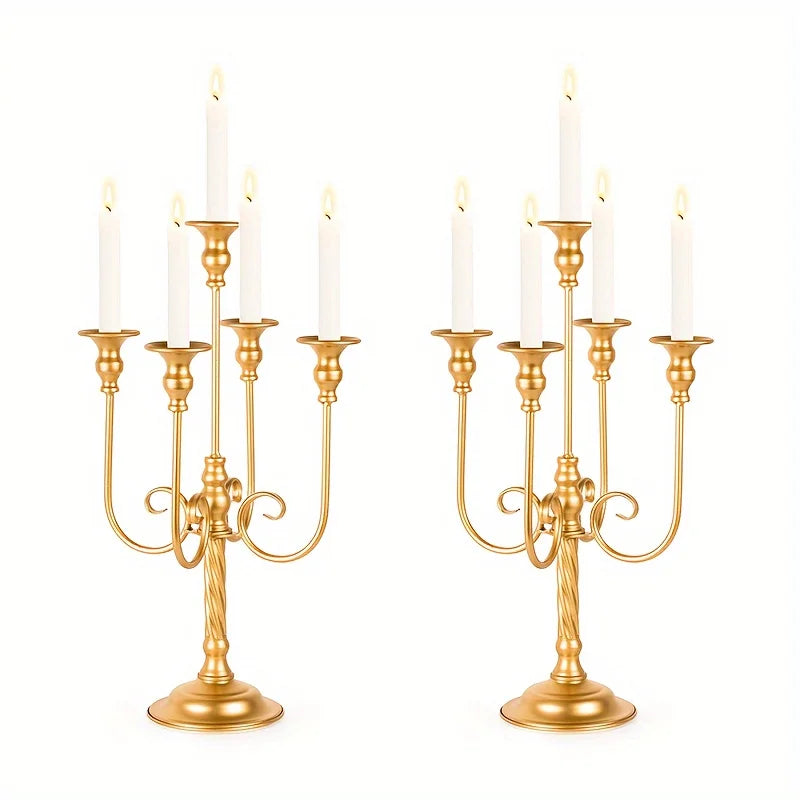 5-Arm Metal Candelabra Candle Holder – 19.6" Tall Decorative Candle Stand for Weddings, Events & Holidays