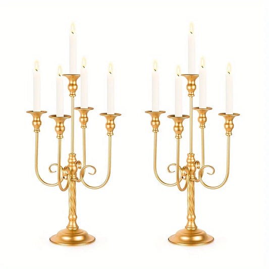 5-Arm Metal Candelabra Candle Holder – 19.6" Tall Decorative Candle Stand for Weddings, Events & Holidays
