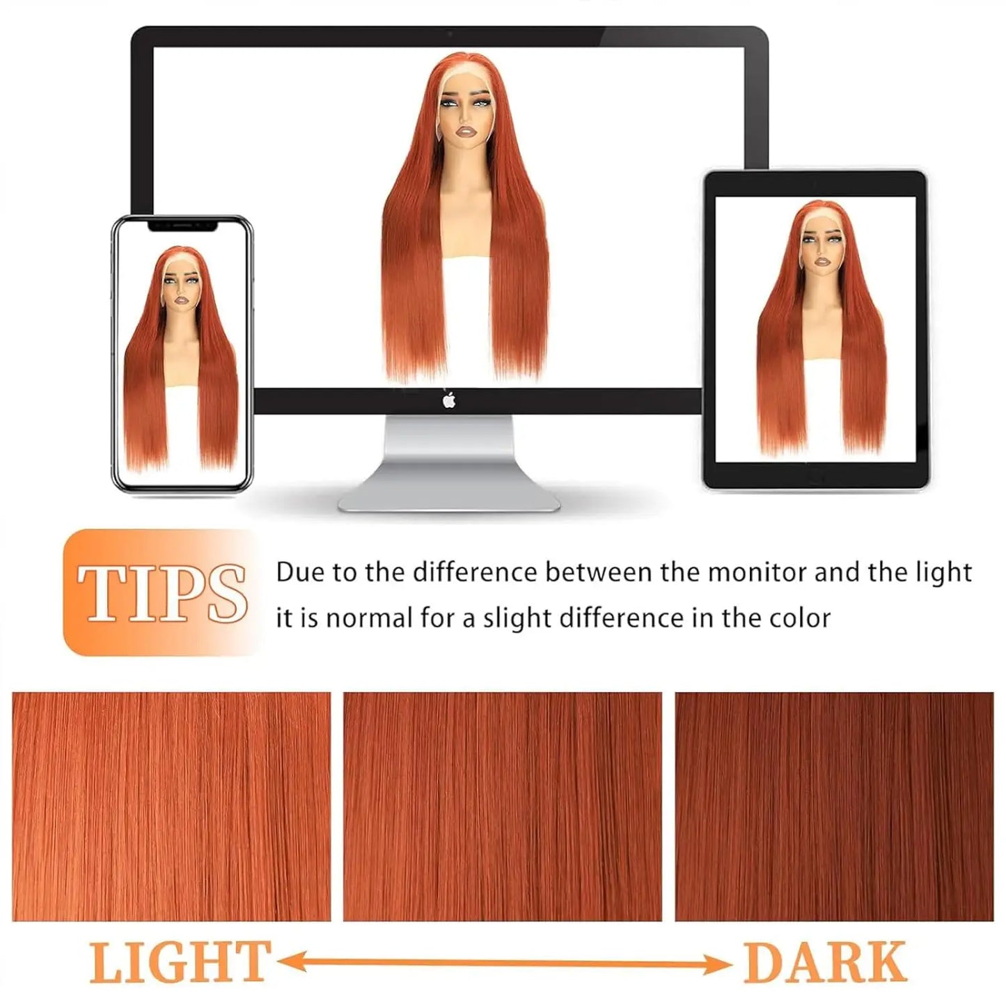 Ginger 13x6 HD Lace Front Wig – 100% Human Hair, Straight #350 Color, Pre-Plucked Hairline (220% Density)