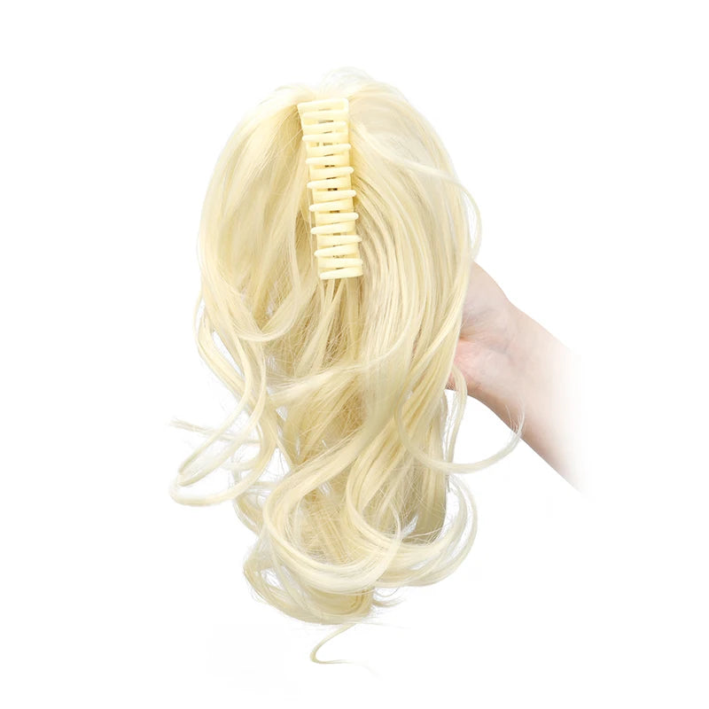 Curly Claw Clip Ponytail Extension | Synthetic Short Curly | 12 Inch | 80g | Black Brown Blonde