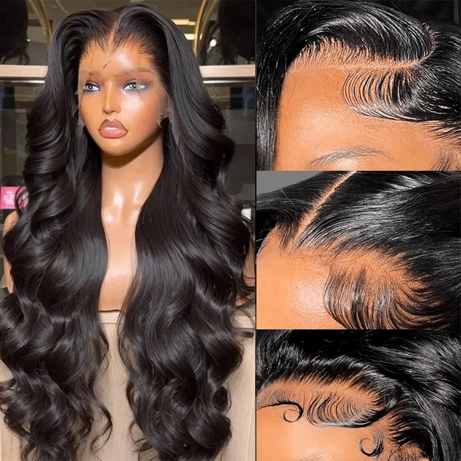 40 Inch Body Wave Human Hair Wig – 13x6 HD Lace Frontal, 220 Density, Pre-Plucked Brazilian Remy Hair