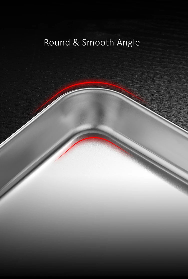 304 Stainless Steel Baking Tray – LFGB Certified, Fall-Resistant Steaming Dish (27–37.5cm Rectangular Pan)